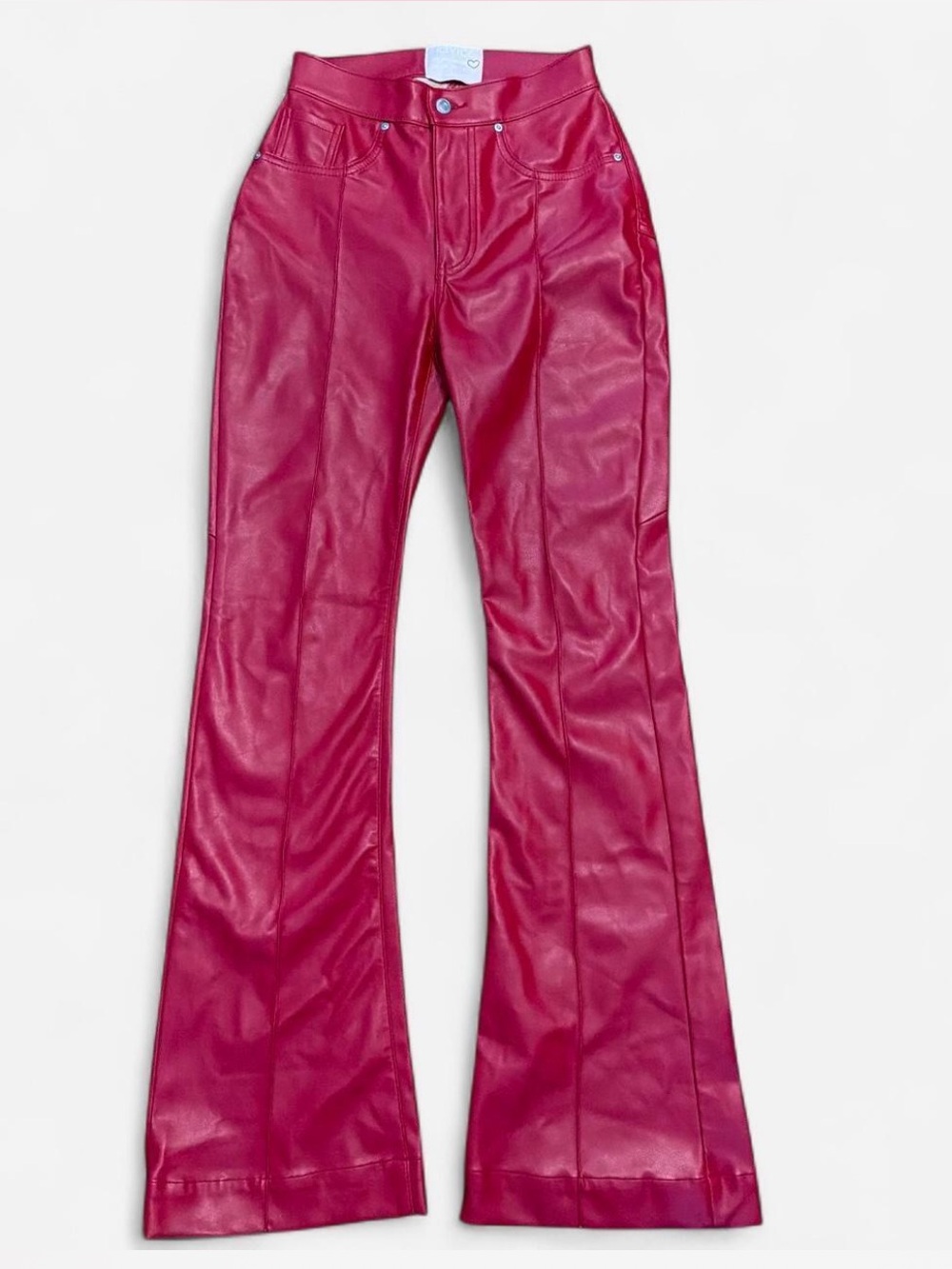 Revice High Rise Faux Leather Denim Venus Flare Pants 27